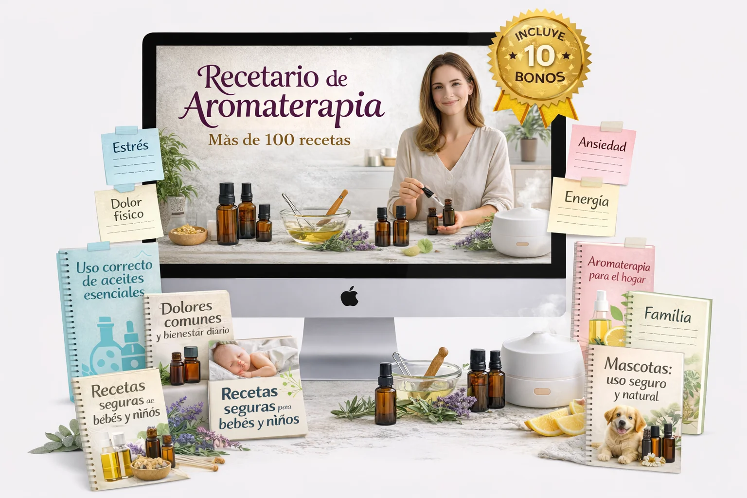 Recetario de aromaterapia y bonos incluidos